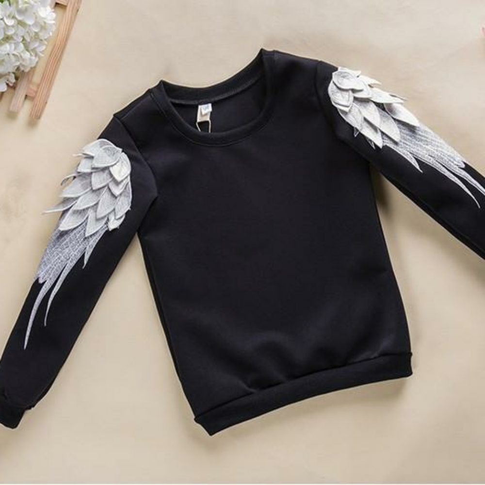 Trendy Angel Feather Embroidery Shirt - Picture 2 of 3